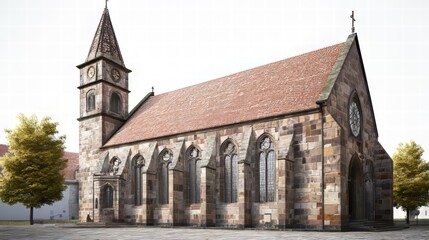 Fototapeta premium Historic stone church with tall tower