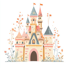 Obraz premium Whimsical Fairy Tale Castle Illustration