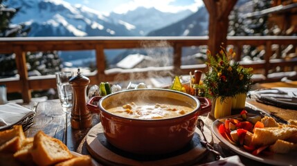 Mountaintop Fondue Feast: A Winter Wonderland Culinary Experience