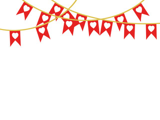 Valentine Hanging Heart Flag Illustration
