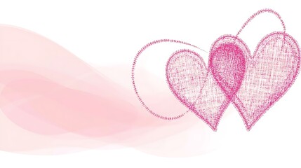 Two Pink Hearts with a Soft Pink Background Wave