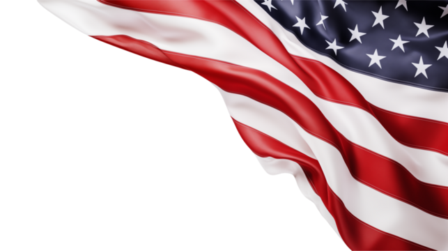 American Flag Draped Dynamically on transparent background 