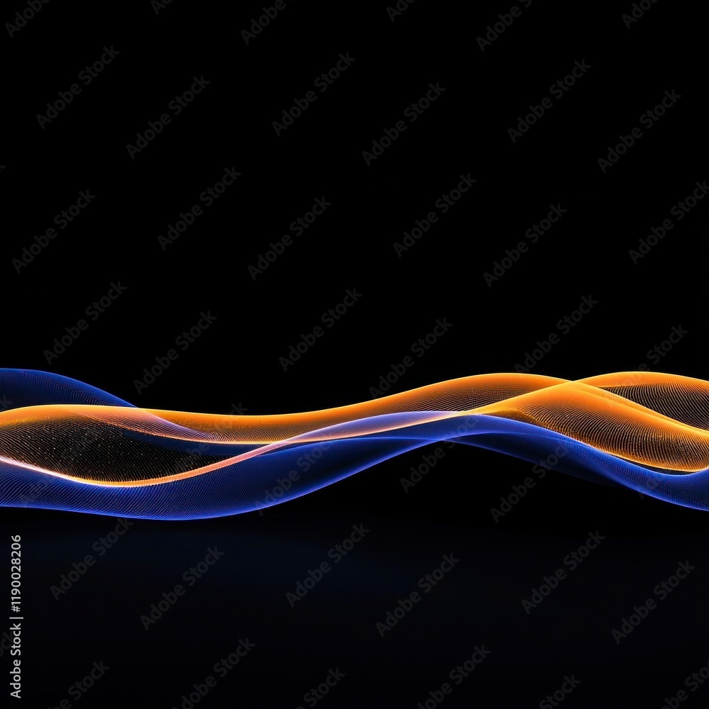 Poster abstract blue and orange wave lines dynamic background design