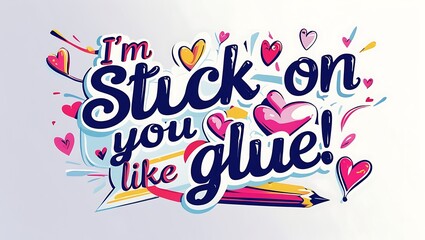 Fototapeta premium Im Stick On You Like Glue A Colorful Expression Of Affection