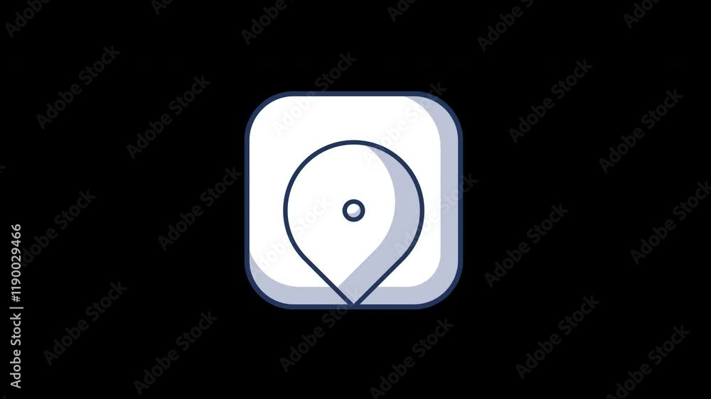 Poster minimalist location marker icon on a dark background, emphasizing simplicity and modern design.