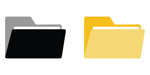 set of file folder icon. Minimalistic computer file folder with paper document inside icon set. eps 10.