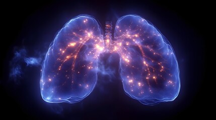 Obraz premium Glowing human lungs, medical illustration.