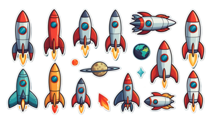 Colorful Cartoon Rockets: A Whimsical Space Adventure