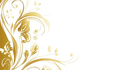 Fototapeta premium Golden Floral Design on White Background