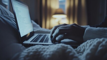 Nightly Laptop Work in Cozy Bed