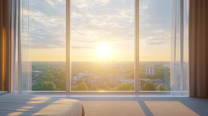 Sunrise City View from a Luxurious Bedroom