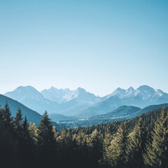 Obraz premium Serene Mountain Vista: A Breathtaking Panorama of Alpine Majesty