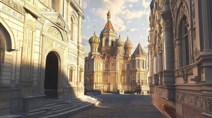 Fototapeta premium Historic church on city street