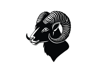 Ram Head Silhouette Vector Design Art