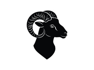Ram Head Silhouette Vector Design Art