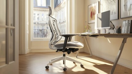 Modern Ergonomic Office Chair in Sunlit Room