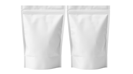 Blank White Stand-Up Pouches Mockup on a transparent background 