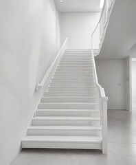 Obraz premium White wooden staircase with minimalist design, architecture, steps, modern