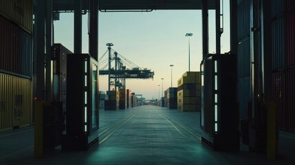 Tranquil Dawn at the Container Port: A Glimpse into Global Trade