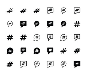 Set of hashtag icon symbol on white background