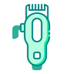 Electric hair clipper green filled line icon symbolizing professional hair trimming