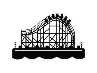 Roller Coaster Silhouette Vector Art