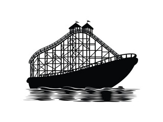 Roller Coaster Silhouette Vector Art