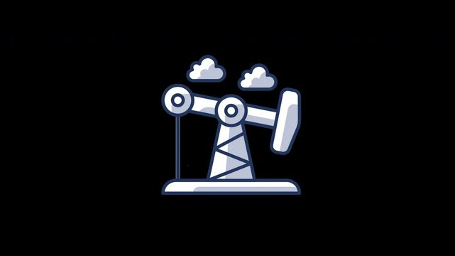 Flat concept illustration of an oil rig in a cartoon style.