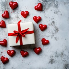 Romantic Valentine's Day Gift with Red Hearts