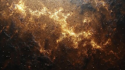 Obraz premium Golden Hues of a Distant Galaxy: A Cosmic Tapestry of Stars and Nebulae