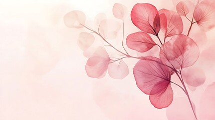 Delicate Pink Floral Branch Watercolor Artwork