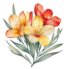 Fototapeta premium Vibrant floral arrangement botanical art watercolor painting bright colors nature inspired decorative design