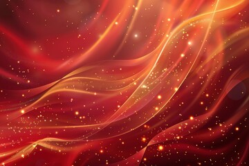 Abstract Red Background with Glowing Lights, Sparkles, and Digital Art for a Vibrant and Mystical Fantasy Design