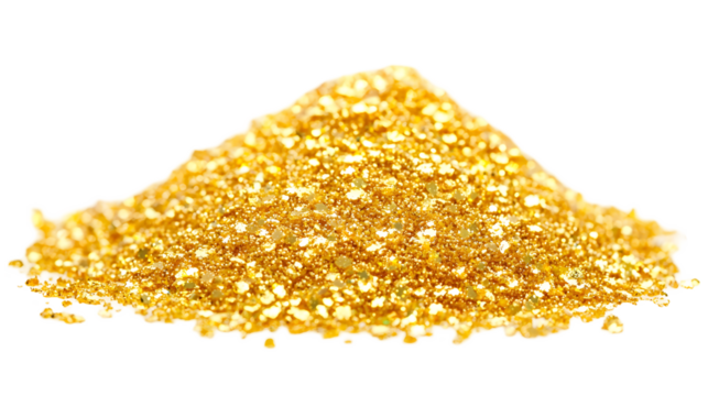 Close up of shimmering golden glitter or metallic powder background with a granular sparkly texture