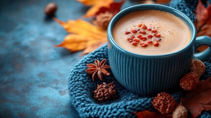 autumn and winter background crate of a hot mug of coffee coffee drink banner backgroun