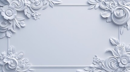 Elegant White Floral Frame Design Background