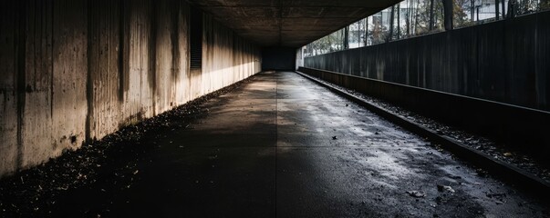 Obraz premium An abstract view of a concrete corridor or pathway.