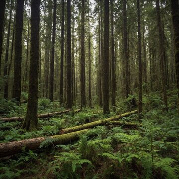 A sustainably managed forest certified by a recognized Forestry Stewardship Council (FSC), where selective logging practices are employed to preserve biodiversity, protect endangered species, and main