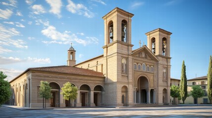 Fototapeta premium Modern cathedral under a blue sky