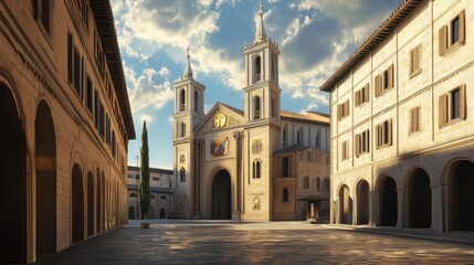 Obraz premium Cathedral square in historic town