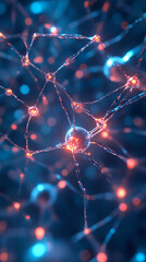 AI-created image of a neural network with animated glowing nodes and intricate data paths, visualizing the flow of information in AI systems.