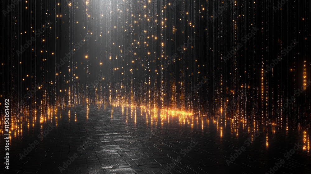 Poster binary code pure black background vertical screen from top to botto