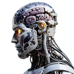 Fototapeta premium Mensch und Maschine im Profil