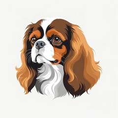 Naklejka premium 茶色のキャバリアのポートレートイラスト