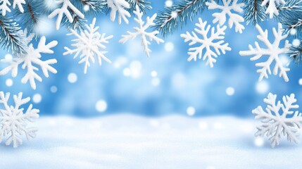 Winter Wonderland: Snowflakes and Snowy Landscape