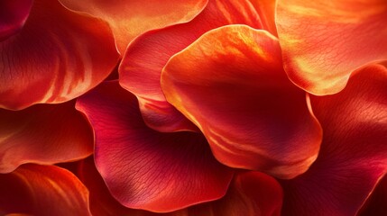 Vivid Red Rose Petals Close Up Displaying Texture