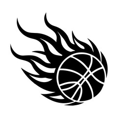 Dynamic Vector Illustration of Fiery Basketball with Flames, Intense Sports Action and Energy