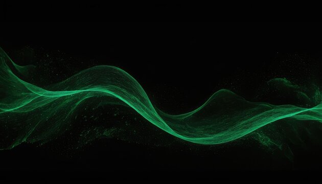 Green abstract wave. Magic line design. Flow curve motion element. Neon gradient wavy illiustration.
4