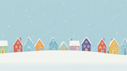 Obraz premium Colorful houses in snowy landscape