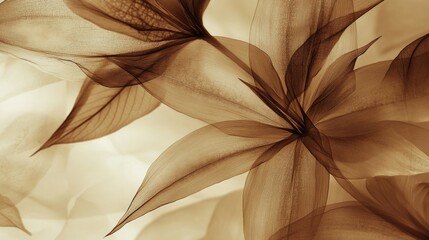 A close-up image of translucent flower petals overlapping each other,